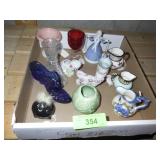 VINTAGE COPPER LUSTER CREAMERS, GLASS SHOE & BOOT>