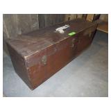VINTAGE WOODEN TOOL BOX  33 x 10 x 12