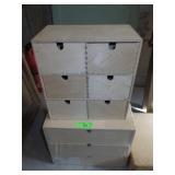 2 WOODEN STORAGE BOXES W/ DRAWERS 14 x 11 x 11 >>>