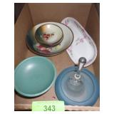 VINTAGE HAND PAINTED BERRY BOWL  SET, SATIN GLASS>