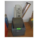 VINTAGE WOODEN BOX, WINDSHIELD SHADES, TOOL BOX