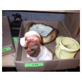 VTG HAND PAINTED BOWL (SIGNED), SPANIEL FIGURINE>>