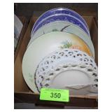 VINTAGE PLATES- HAND PAINTED, MILK GLASS & WILLOW>
