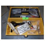 PLANO TOOL BOX, FISKARS DRILL, LOCKING PLIERS, >>>