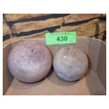 2 WOODEN BALLS 2 1/2" & 3 1/4"
