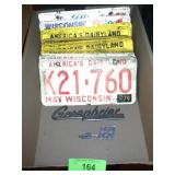 ASST. VINTAGE LICENSE PLATES, CHEVY & OLDS EMBLEM