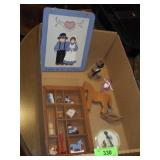 AMISH PLAQUE & SHADOW BOX, WOODEN FIRURINES>>>>