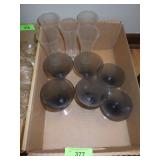 VINTAGE SMOKE GLASS GOBLETS, FLUTED GLASSES