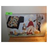 VINTAGE WOODWORKS AMISH CARVED PAINTING 18 x 11