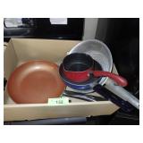 COPPER CHEF SKILLET, ASST. POTS & STRAINER