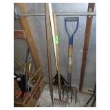 RAKES, PITCHFORK, CLOTHESLINE HOOK?