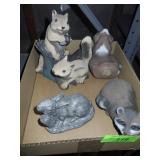 PLASTIC YARD ART ANIMALS, CEMENT BUNNY RABBIT