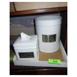 CERAMIC TISSUE BOX AND TRASH CAN
