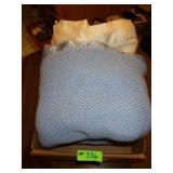 2 VINTAGE BLANKETS W/ SATIN TRIM (DAMAGE ON SATIN>