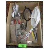 GRATER, STRAINER, FOX HEAD CAN OPENER & MORE