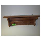 WOODEN SHELF W/ PLATE SLOTS & PEGS 23 x 6 1/2 x 8