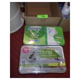 SWIFFER (NEAR FULL) & BONA (A FEW), WET CLOTHS