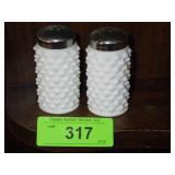 VINTAGE HOBNAIL MILKGLASS SALT & PEPPER SHAKERS