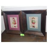 FRAMED HUMMEL STYLE NEEDLPOINTS 12 x 14 (NO GLASS)