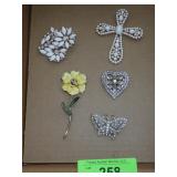 VTG BROOCHES / PINS (1 ENAMELED, 1 PIN / PENDANT)