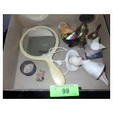 VINTAGE HAND MIRROR, RUSSIAN NESTING DOLLS, BRASS>