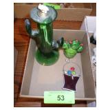 CACTUS OIL LAMP, CACTUS NATIVITY DIORAMA (RED BUD>