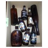VINTAGE BROWN BOTTLES- BEER, SYRUP, LAXATIVE, WINE