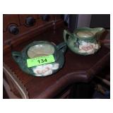 VINTAGE ROSEVILLE MAGNOLIA CREAM & SUGAR SET