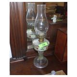 VINTAGE HAND PAINTED OIL LAMP