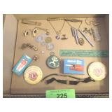 VTG PINBACK BUTTONS, MATCH BOX ASHTRAY, TOKENS>>>
