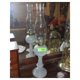 VINTAGE OPALESCENT FRY GLASS? OIL LAMP