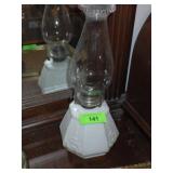 VINTAGE BEAD & SCROLL MILK GLASS OIL LAMP