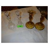 VTG PORTIEUX VALLERYSTAHL ? AMBER CANDLESTICKS>>>