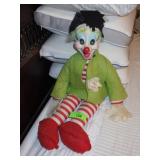 VINTAGE PLUSH CLOWN DOLL W/ RUBBER FACE  24"