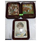 3 NORMAN ROCKWELL METAL TRAYS 10 1/2 x 13 1/2
