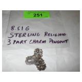 VTG STERLING 3 PART RELIGIOUS PENDANT  8.51 GRAMS