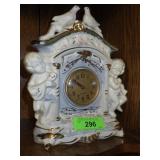 CERAMIC QUARTZ CHERUBS & DOVES CLOCK (UNTESTED)