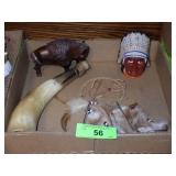 VTG INDIAN CHIEF HEAD BANK, CARVED IRONWOOD >>>>