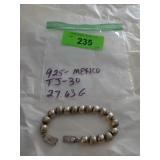 STERLING BRACELET MARKED 925 MEXICO TJ-30  27.63G