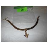 VINTAGE BRAIDED HAIR MOURNING BRACELET W/ MASONIC>