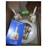 VINTAGE GOEBEL PLATE & 2 BELLS (1 BOX)