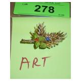 VTG SIGNED " ART " PINE CONE PIN / BROOCH