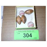 VINTAGE WOODEN FOOTBALL & BASEBALL BUTTONS
