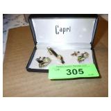 VINTAGE CAPRI CUFF LINKS & TIE TACK SET