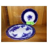 2 VINTAGE FLOW BLUE PLATES