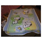 HANDMADE QUILTED SNOOPY BABY BLANKET 35 x 44