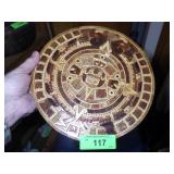 WOODEN AZTEC MAYAN CALENDAR 10 1/2"