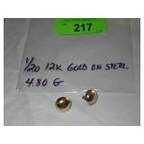 1/20 12K GOLD ON SILVER EARRINGS  4.80 GRAMS