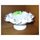 VTG FENTON? RUFFLE EDGE SILVER CREST CANDY DISH