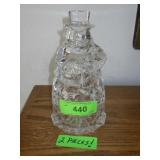 CRYSTAL SNOWMAN CANDY DISH 8"